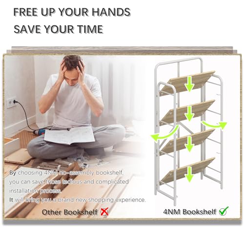 No Assembly Folding Bookshelf, 4 Tier Collapsible Book Shelves Open Shelf - view 5