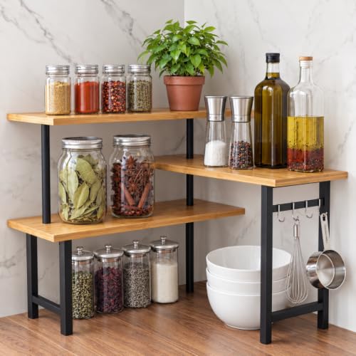 3-Tier Bamboo Corner Organizer Countertop Shelf