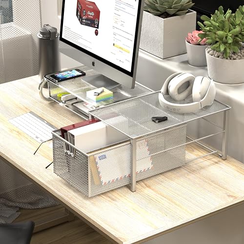 Stackable Pull Out Cabinet Sliding Basket with Divider, Large - view 5