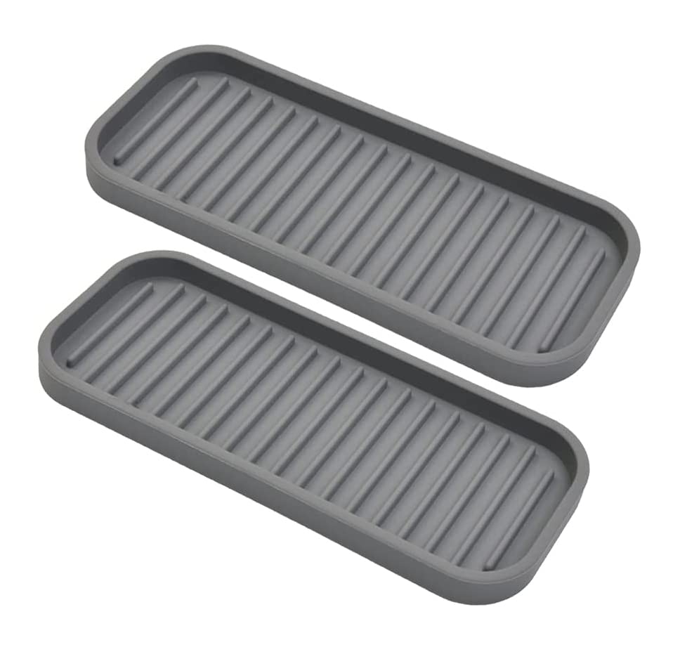 Silicone Sponge Holder for Kitchen Sink - Dish Soap Holder 2 Pack Gray