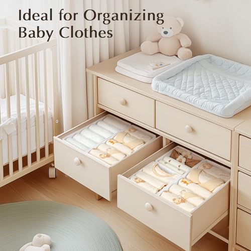 Drawer Organiser System, Drawer Organiser, Foldable Storage Box, Fabric, Drawer Inserts for Wardrobes, Wardrobe Organiser for Trousers, Clothes, Set of 4, White - view 6