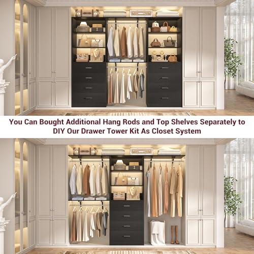 Closet Drawers System, 21.3" Wood Closet Organizer with 4 Drawers - view 6