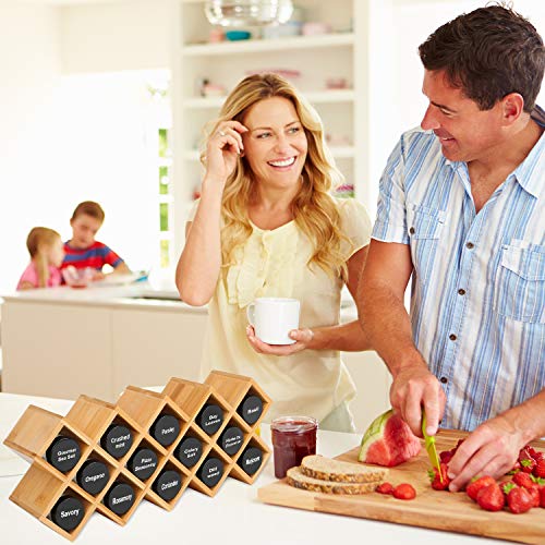Bamboo Spice Rack Organizer 4-Tier Countertop Organiser, Criss-Cross Kitchen cabinet Free-Standing Countertop Storage shelf Fit for Spice Jar, Can, Bottle (Jars Not Include) - view 5