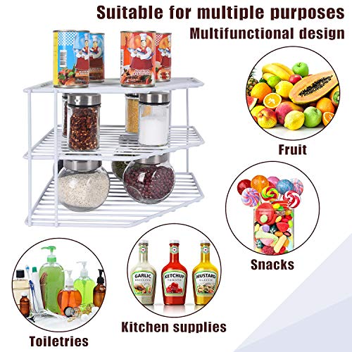 3-Tier Corner Shelf Counter and Cabinet Organizer - Steel Metal Wire - Rust Resistant - Plates, Dishes, Cabinet & Pantry Organizer - Kitchen Organization (10 x 7.5 Inch)(White) - view 4