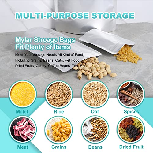 50pcs 1 Gallon Mylar Bags for Food Storage, 10 Mil 10"x14" Stand-Up Zipper Pouches Resealable and Heat Sealable Bags for Long Term Food Storage(10"x14", Extra Thick) - view 4