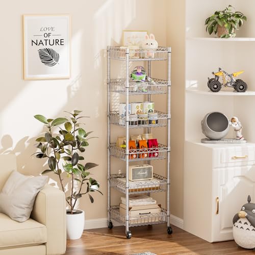 6 Tier Shelf Wire Shelving Adjustable Storage Shelves Basket Rack - view 6