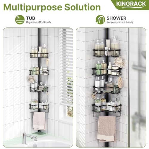 Corner Shower Caddy, 4‑Tier Tension‑Rod Shower Organizer, Black - view 6