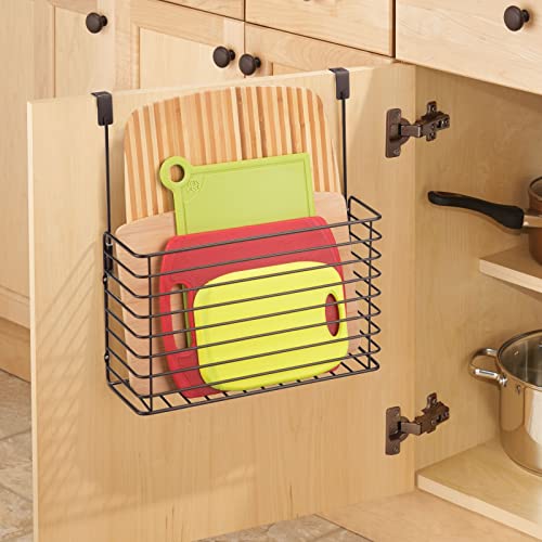 Over The Cupboard Hanging Storage Basket – Metal Bakeware Organiser and Cutting Board Holder – Excellent Kitchen Storage Solution – Bronze - view 3
