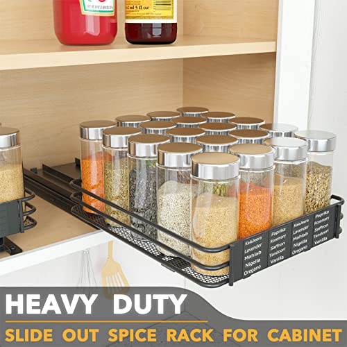 Pull Out Spice Rack Organizer for Cabinet, Heavy Duty Slide Out Seasoning Kitchen Organizer, Cabinet Organizer, with Labels and Chalk Marker, 8.5" W x10.75 D x2.5 H, 1 Drawer 1-Tier - view 2
