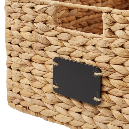 Set of 2 Water Hyacinth Pantry Baskets, 12-1/2" x 17" x 8", with Chalkboard Labels and Chalk Marker - Natural, Woven Storage Bin Organizers for Kitchen Shelves - view 5