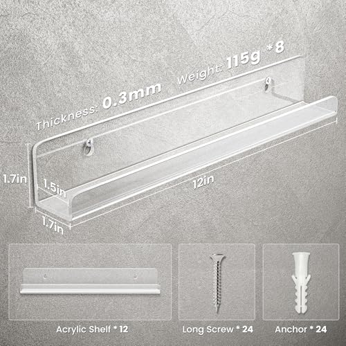 Vinyl Record Shelf Wall Mount 12 Pack, 12 inch Album Record Display - view 3