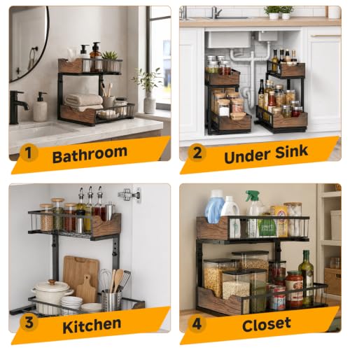 Pull Out Cabinet Shelf 2 Tier Metal Under Sink Organier - view 5