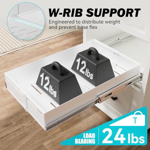 Pull Out Cabinet Organizer, Expandable Width 8"-13", Heavy Duty Metal Slide Out Drawers for Cabinets, Expandable Cabinet Pull Out Shelves for Kitchen, Pantry, Bathroom, White - view 7