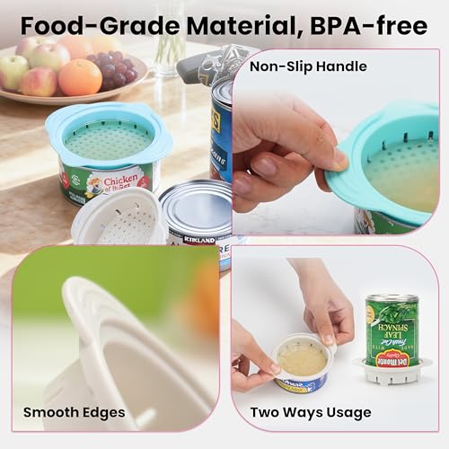 4 PCS Silicone Can Lids + Magnetic Can Opener + 2 PCS Can Strainers, Fit for 3.0''|3.2''|3.5''|4.0'' Cans, Holiday Kitchen Gadgets, Valuable 7 PCs Canned Essentials Bundle - view 5