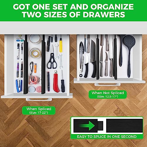 4 Pack Bamboo Drawer Dividers Organizer with Inserts 2.6'' High - view 2