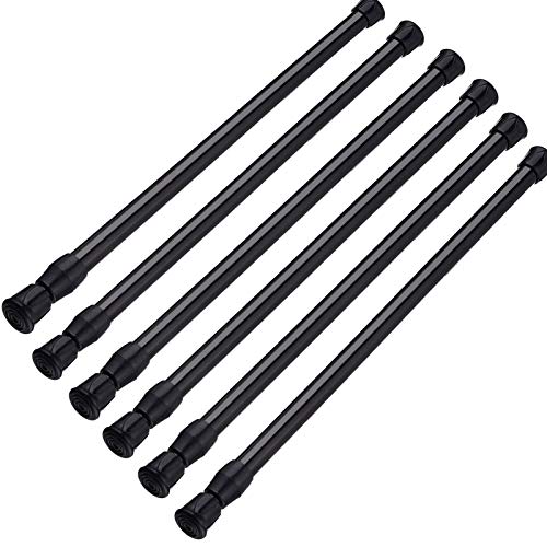 Cupboard Bars Adjustable Spring Tension Rods Black Extendable Rod