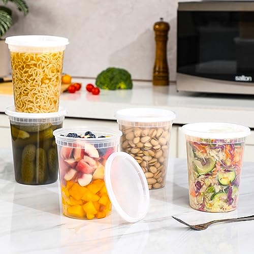 20 Sets 32 oz Plastic Deli Food Containers With Lids, Airtight Food Storage Containers, Freezer/Dishwasher/Microwave Safe, Soup Containers For Takeout Meal Prep Storage - view 6
