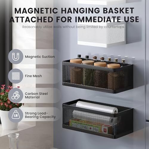 1 Pcs Magnetic Shelf For Fridge, Black, 11''L*4.9''W*3.9''H - view 6