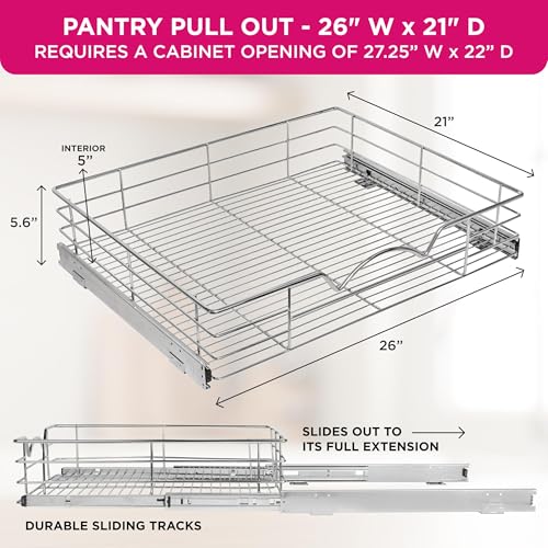 Pull Out Cabinet Organizer, Pantry Drawer, 26"W x 21"D x 5"H - view 6