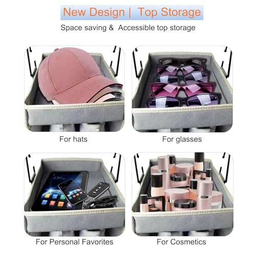 Large-Sized Hanging Shoe Organizer 10-Shelf, Sturdy Hanging Closet Organizer with 8 Side Pockets, Wider Hanging Shelves for Storage Shoes Clothes Jeans Shirts Toys, Grey - view 3