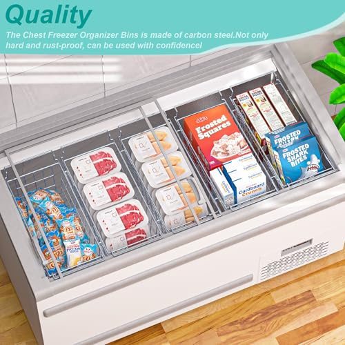 Chest Freezer Baskets, Stainless Steel Storage Organizer Bins with Sturdy Handles for Chest and Deep Freezers,Adjustable Arms width 17.5"~20.4", 2 pack - view 4