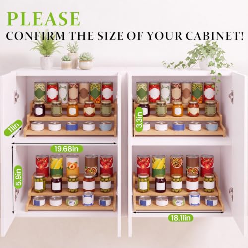 3-Tier Bamboo Can Rack Organizer for Pantry - view 4
