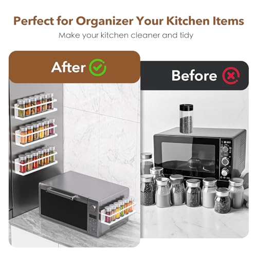 Magnetic Spice Rack for Refrigerator, Magnetic Fridge Shelf for Kitchen Spice Organizer, Spice Rack Wall Mount, Fridge Organizers and Storage (2, White) - view 4