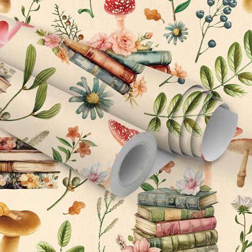 Adhesive Shelf Liner,Boho Floral Shelf Contact Paper for Cabinets,Vinyl Film Decorative Drawer Liners for Dresser Sticker (White Boho Floral, 17.3 inch x 118 inch) - view 2
