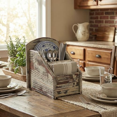 Torched Wood Remote Control Holder, 3-Compartment Tabletop Organizer - view 3