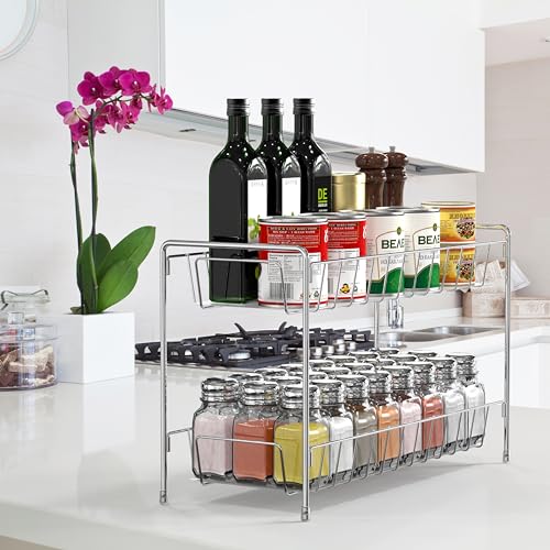 2-Tier Countertop Spice Rack Organizer, Chrome - view 4