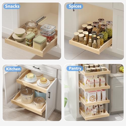 Single Pull Out Organizer 16½”W x 21”D, Soft Close Slide Out Drawer Storage Shelves for Kitchen, Wood Cabinet Shelf Pull-Out Organizer Storage for Base Cabinet - view 4