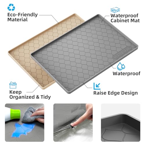 Waterproof Under Sink Mat 34" x 22", Silicone Mat, Dark Gray - view 2