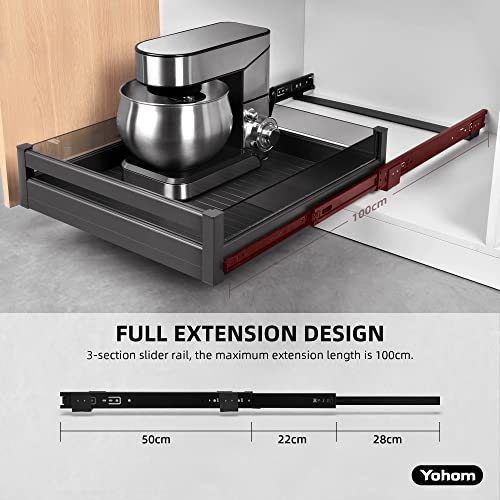 Pull Out Cabinet Organizer – 20" W x 21" D Aluminum & Glass Drawer Organizer with Removable Dividers, Heavy Duty Pull Out Shelf for Kitchen Cabinets, Sliding Storage Tray, DIY Single Tier - view 6