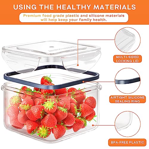 40 PCS Food Storage Containers with Lids Airtight (20 Containers & 20 Lids), Plastic Storage Meal Prep Container-Stackable 100% Leakproof & Microwave Organization and Storage Sets, Lunch Containers - view 2