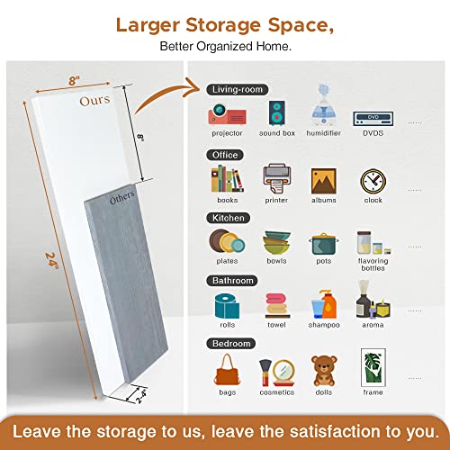 White Floating Shelves 24 inches Long Set of 3, 24 x 8 Inch Bathroom Wall Shelves Over Toilet for Towels, Modern Wood Mounted Storage Shelf for Bedroom Living Laundry Room Kitchen Office Closet - view 3