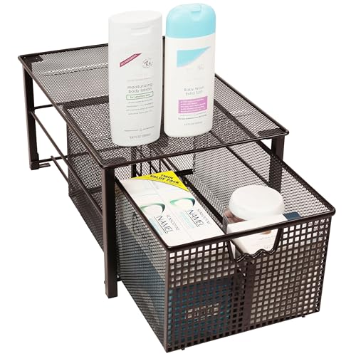 Stackable Pull Out Cabinet Sliding Basket with Divider, Large - view 6