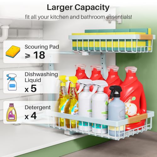Under Sink Organizer, Thickened L-Shaped 2 Tier Pull Out Cabinet Storage - view 5
