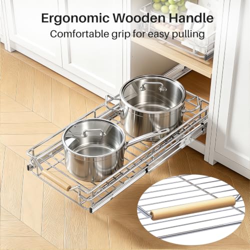 Pull out Cabinet Organizer, 9"W X 21"D, Heavy Duty Smooth Sliding Under Cabinet Shelves for Pots and Pans, Full-Extension Roll out Drawers, Slide out Organization for Home Kitchen Pantry - view 7