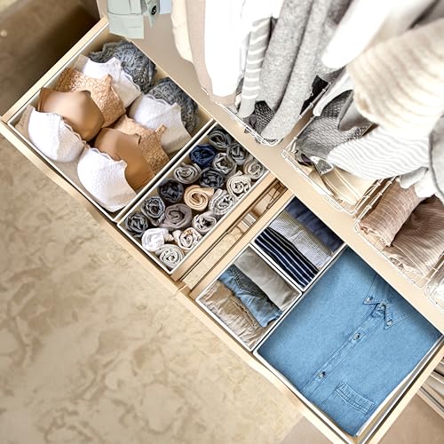 Foldable Drawer Organizer Stocking Bin, Set of 12, Beige - view 5