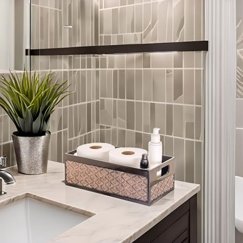 Dublin Brown Toilet Paper Storage Holder Basket for Decor - Decorative Bathroom Organizer and Storage for Countertop - Toilet Tank Topper Box - Modern Brown Bathroom Counter Decor - view 2