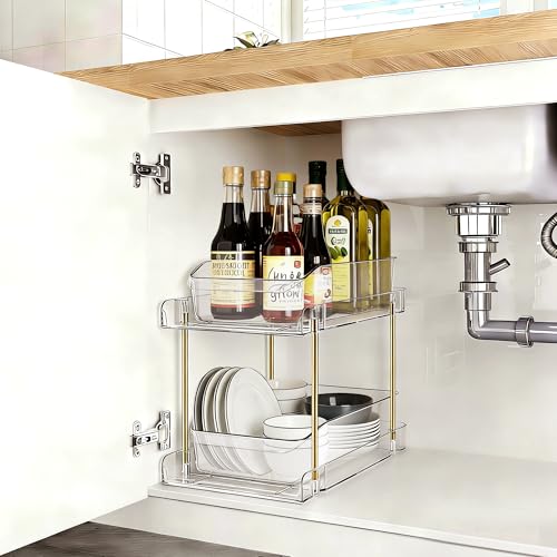 LAREKUN4pack 2-Tier Organizer & Storage Unit Stackable Bathroom Cabinet Organizer Pull-Out Kitchen Pantry Organizer & Storage System Suitable for Countertops, Pantries, Kitchens, Bathrooms - view 2