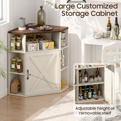 Corner Cabinet, Farmhouse Corner Storage Shelf, Off White - view 6