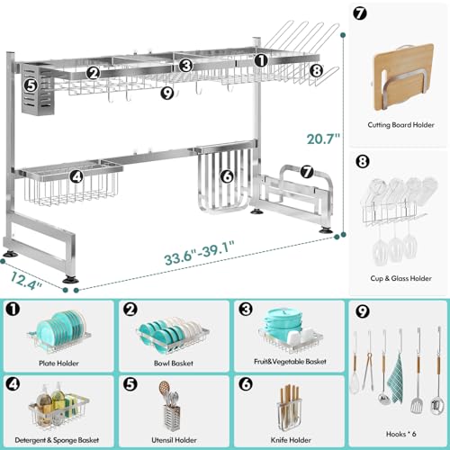 2 Tier Extra Large Stainless Steel Over The Sink Dish Drying Rack - view 6