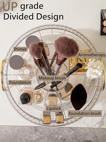 360 Rotating Makeup Organizer,2 Tier Large Capacity Make Up Organizers and Storage,Skincare Perfume Vanity Organizers,Bathroom Cosmetics Storage Organizer Countertop(Clear) - view 2