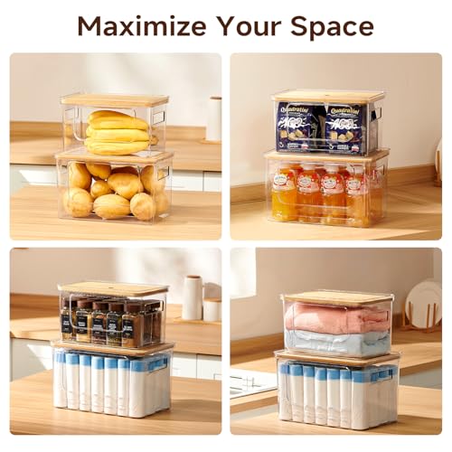 2-Pack Trash Bag Holder,Trash Bag Dispenser with Bamboo Lid, Stackable Acrylic Garbage Bag Dispenser for Under Sink Use in Kitchen, Laundry Room, and Pantry, Large Capacity Garbage Bag Holder - view 6