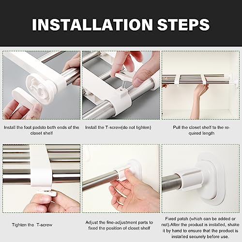 4 Pcs Tension Shelf Rod Expandable Closet Storage, 23.62–39.37 Inch - view 5