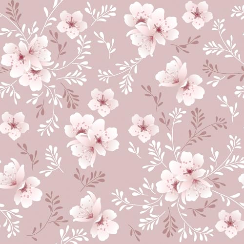 Cherry Blossom Pink Floral Wallpaper Peel and Stick Removable Flower Wallpaper 12"x118" Sticky Textured Floral Decorative Contact Paper for Cabinets Drawers Girls Bedroom Walls Vinyl Roll