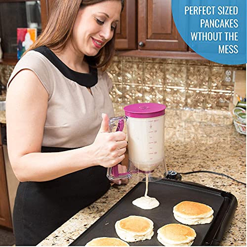 Pancake & Cupcake Batter Dispenser and Stainless Steel Measuring Cups and Spoons Set of 14 - Perfect for Waffles, Cakes, Crepes or Any Baked Goods - 7 Cup and 7 Spoon Metal Measure Sets - view 2