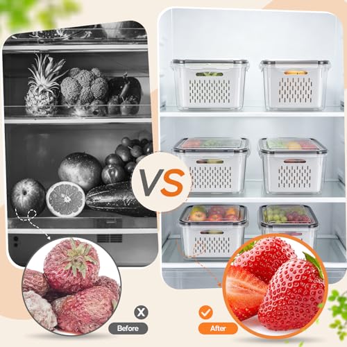 Fruit Storage Containers for Fridge, 3 Pack Plastic Food Storage Container - view 4