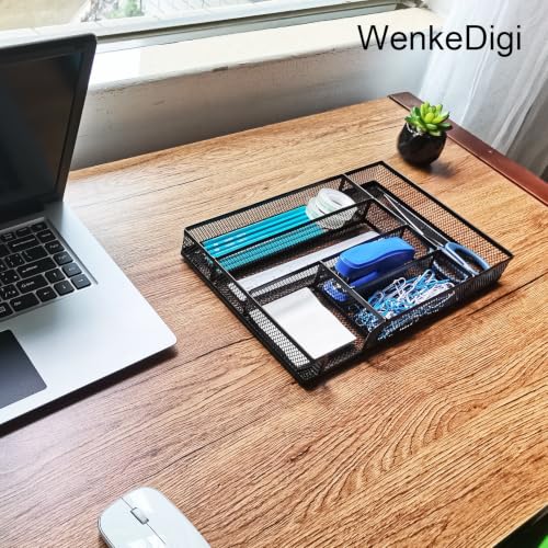 2-Pack 6-Compartment Mesh Office Drawer Organizer Tray, Black - view 2